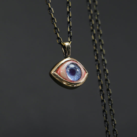 Realistic Mini Navy Blue Eye Necklace