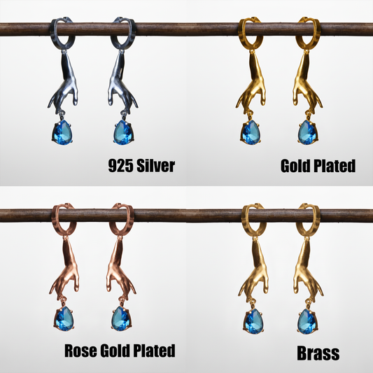 Eller Damla Blue Topaz Taşlı Küpe (Tüm Maden ve Taş Seçenekleri)