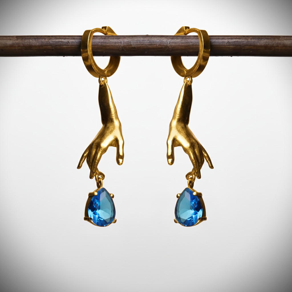 Eller Damla Blue Topaz Taşlı Küpe (Tüm Maden ve Taş Seçenekleri)