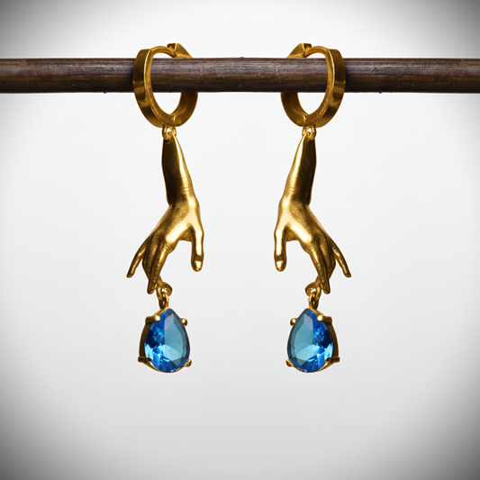 Eller Damla Blue Topaz Taşlı Küpe (Tüm Maden ve Taş Seçenekleri)