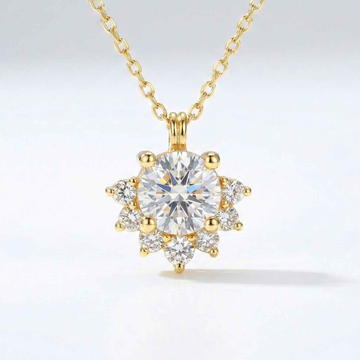 Moissanite Gold Plated 925 Silver Necklace