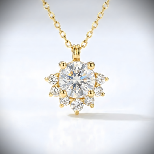 Moissanite Gold Plated 925 Silver Necklace