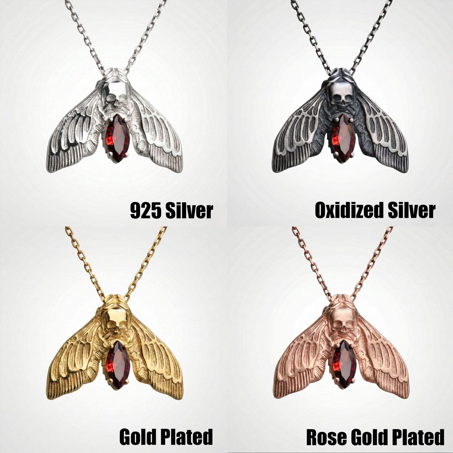 Mini Mini Skull 925 Oxidized Silver Necklace