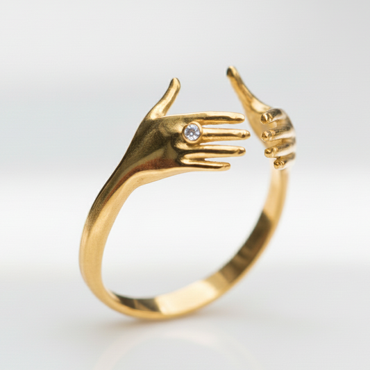 Hands 925 Silver Gold Plated Ring