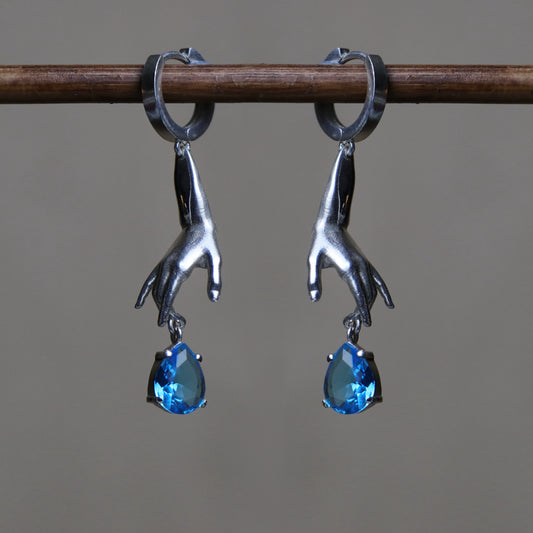 925 Silver Earring with Drop Jade Stone