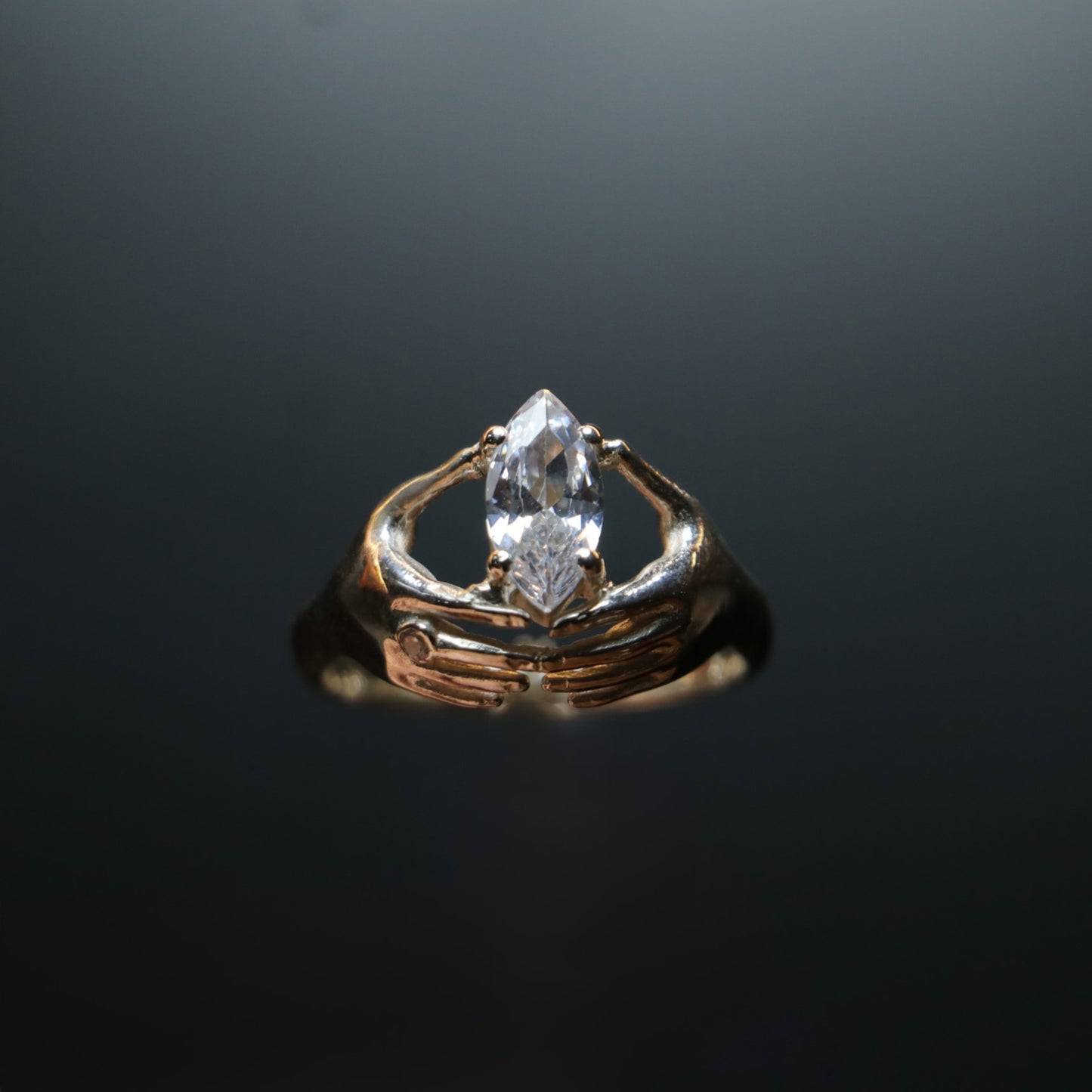 Hands Marquise Moissanite 925 Silver Ring