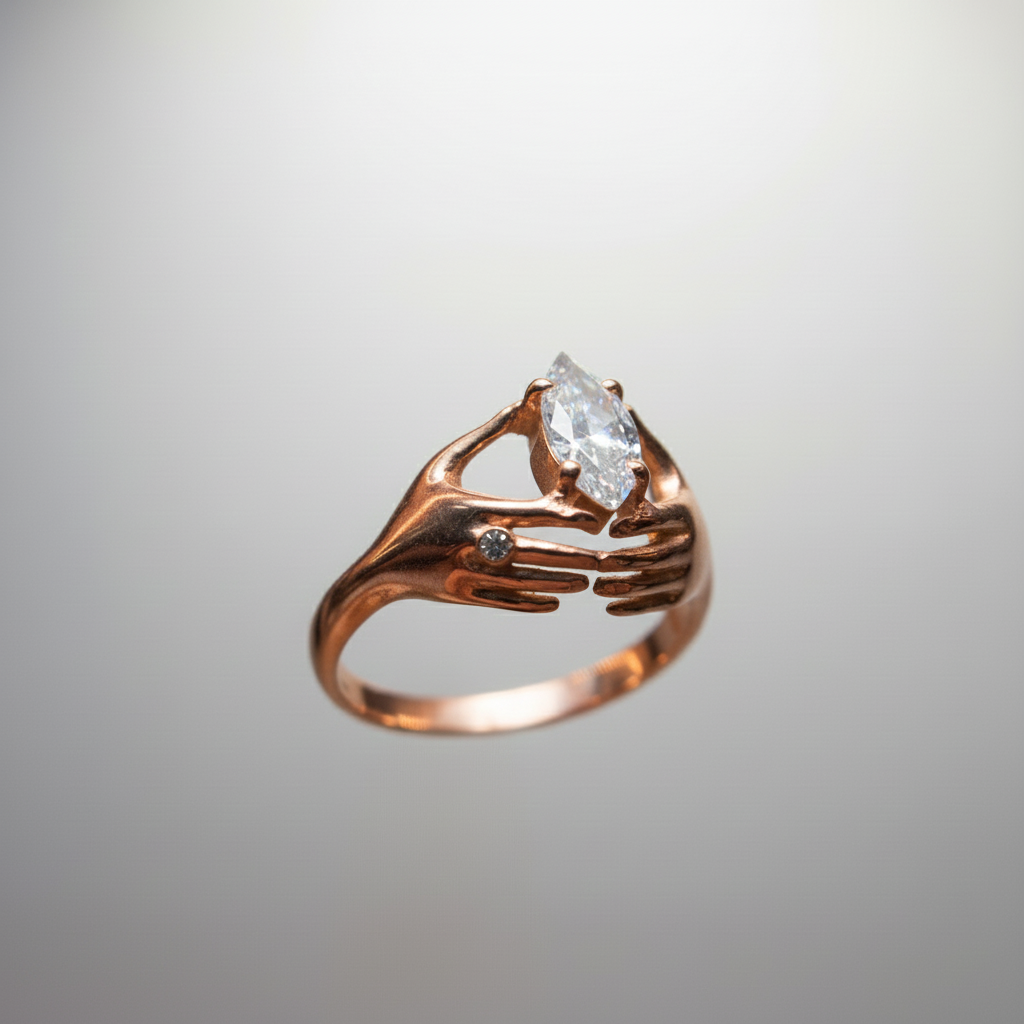 Hands Marquise Moissanite 925 Silver Ring