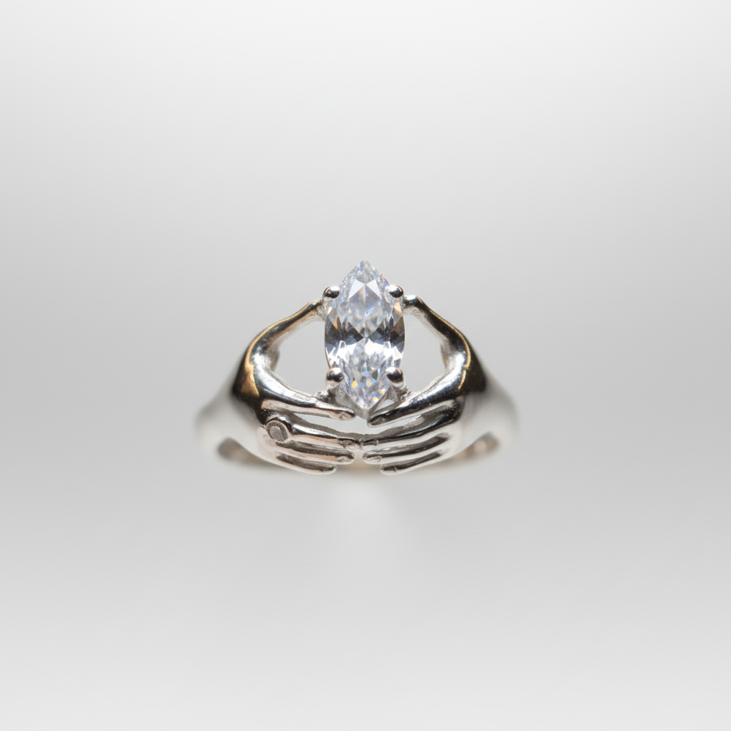 Hands Marquise Moissanite 925 Silver Ring