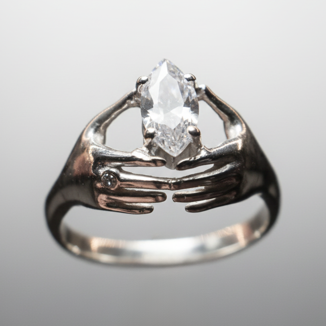 Hands Marquise Moissanite 925 Silver Ring