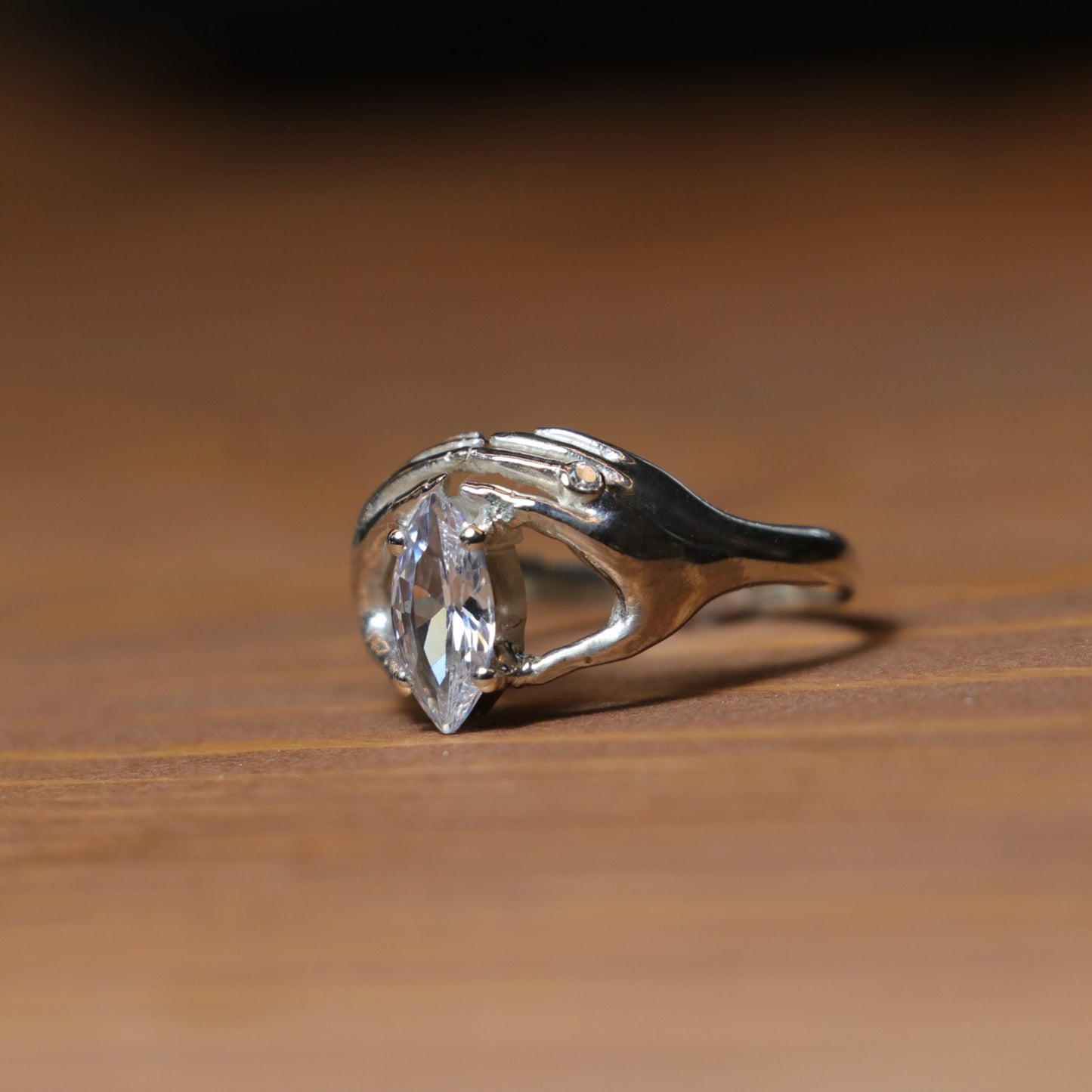 Hands Marquise Moissanite 925 Silver Ring