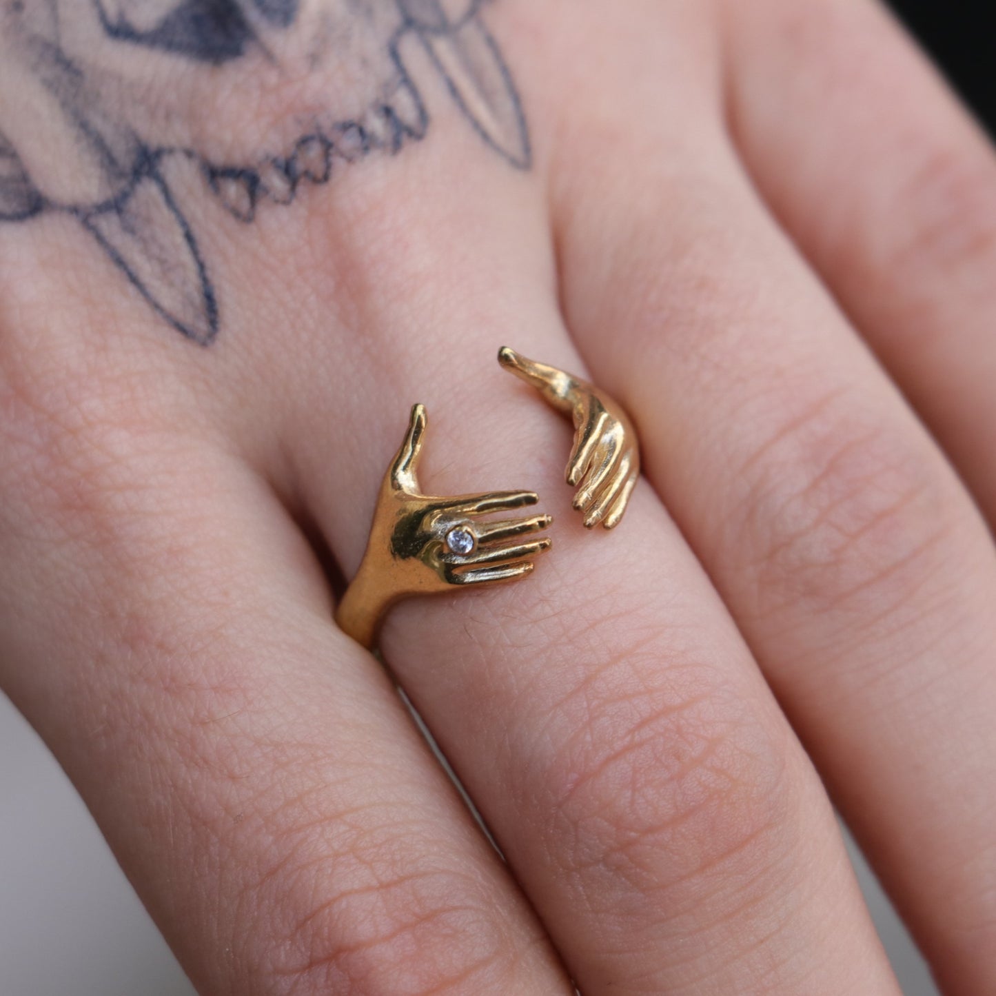 Eller 925 Gümüş Altın Kaplama Yüzük (Tüm Maden Seçenekleri)