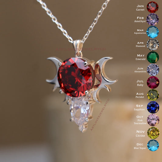 Ay Tanrıçası Ruby ve Mozanite 925 Gümüş Kolye