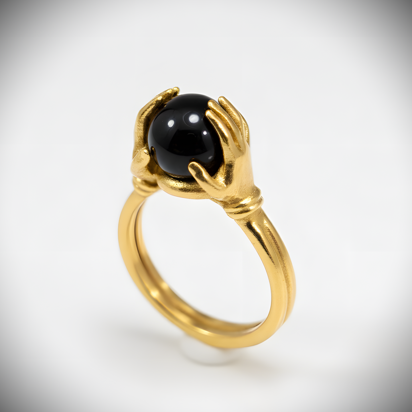 Clear Quartz 925 Silver Gold Plated Ring Between Hands