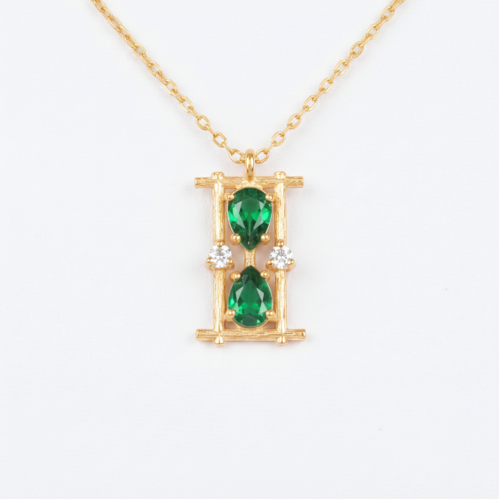 Drop Emerald 925 Silver Necklace