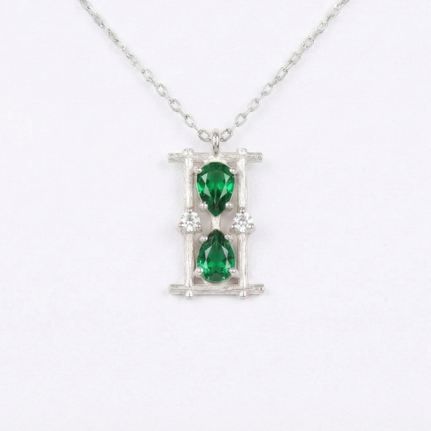 Drop Emerald 925 Silver Necklace
