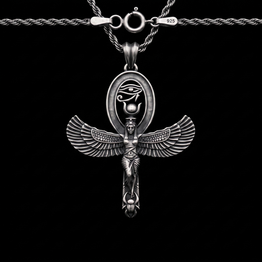 Mısır Tanrıçası İsis Ankh 925 Gümüş Kolye