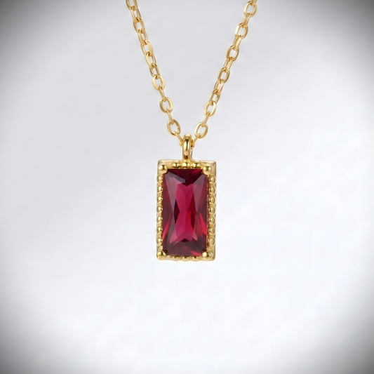 Baguette Citrine 925 Silver Gold Plated Necklace