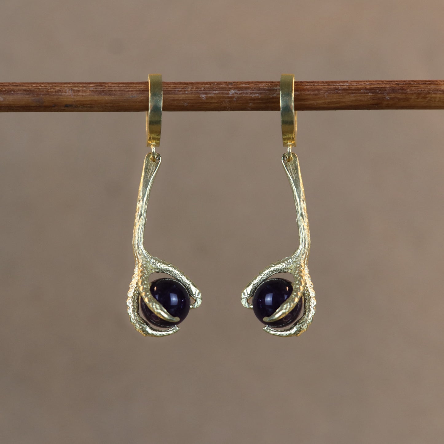 Garnet Claw Earrings