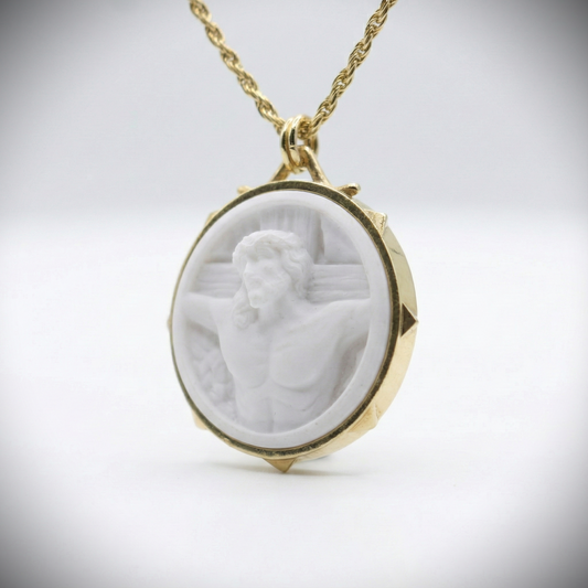 Marble Lion 925 Silver Gold Plated Necklace