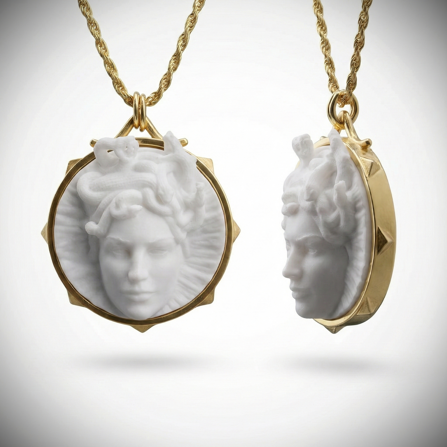 Marble Lion 925 Silver Gold Plated Necklace