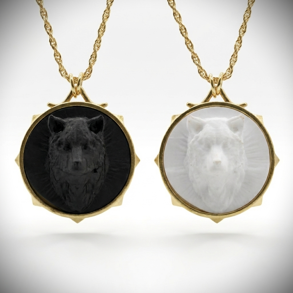 Marble Lion 925 Silver Gold Plated Necklace
