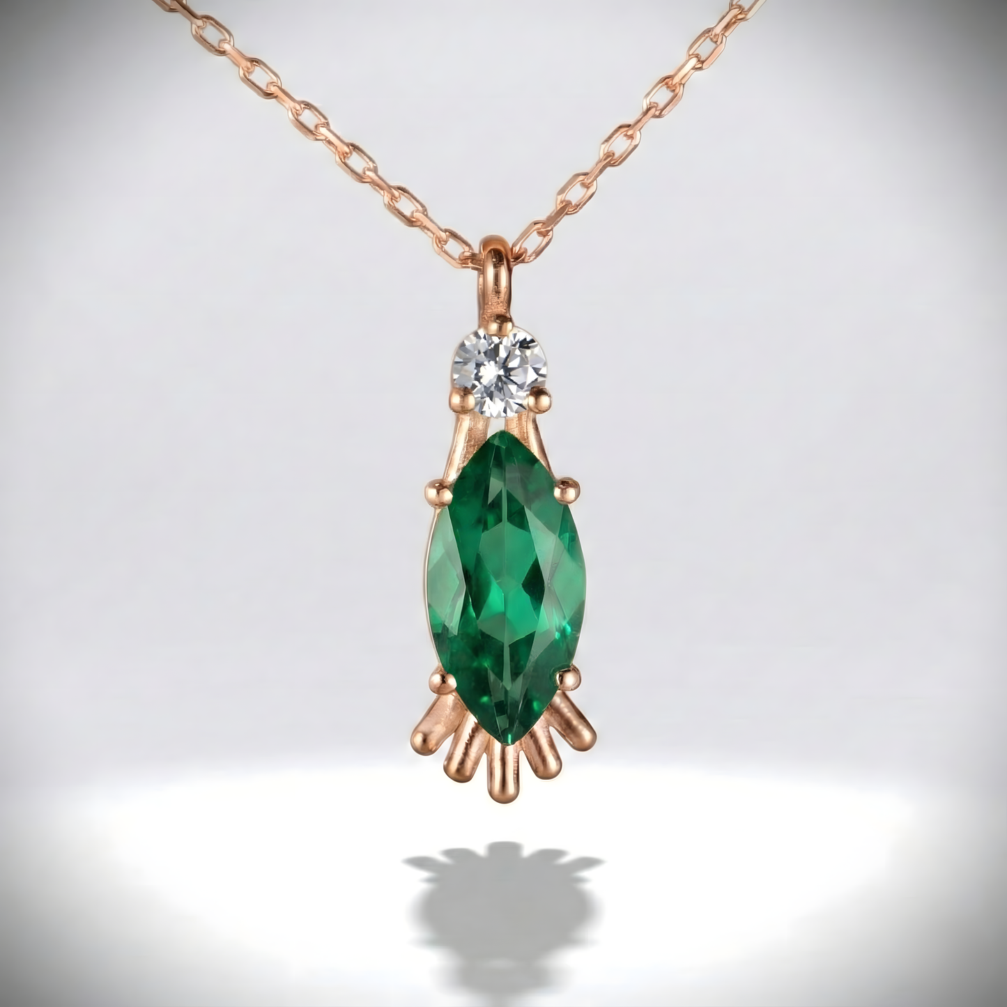 Marquise Peridot and Moissanite 925 Silver Necklace