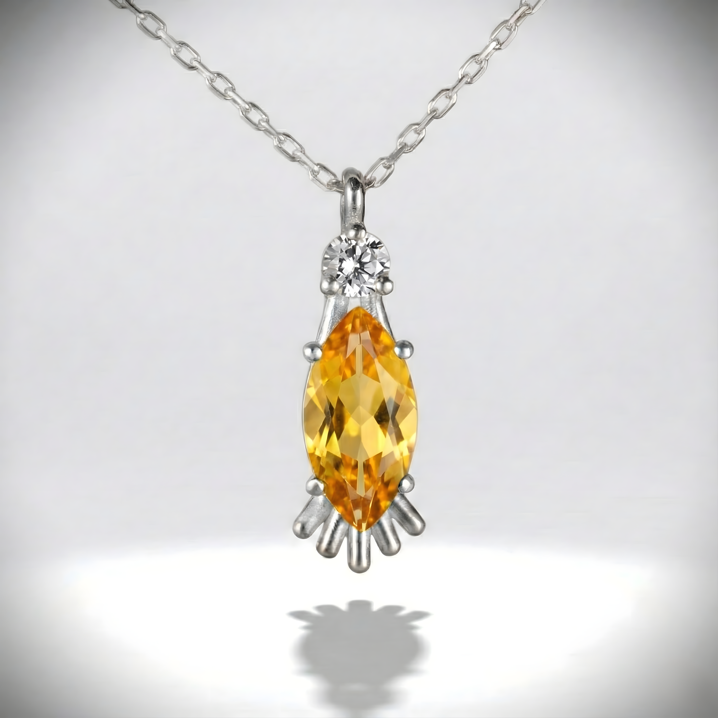 Marquise Peridot and Moissanite 925 Silver Necklace