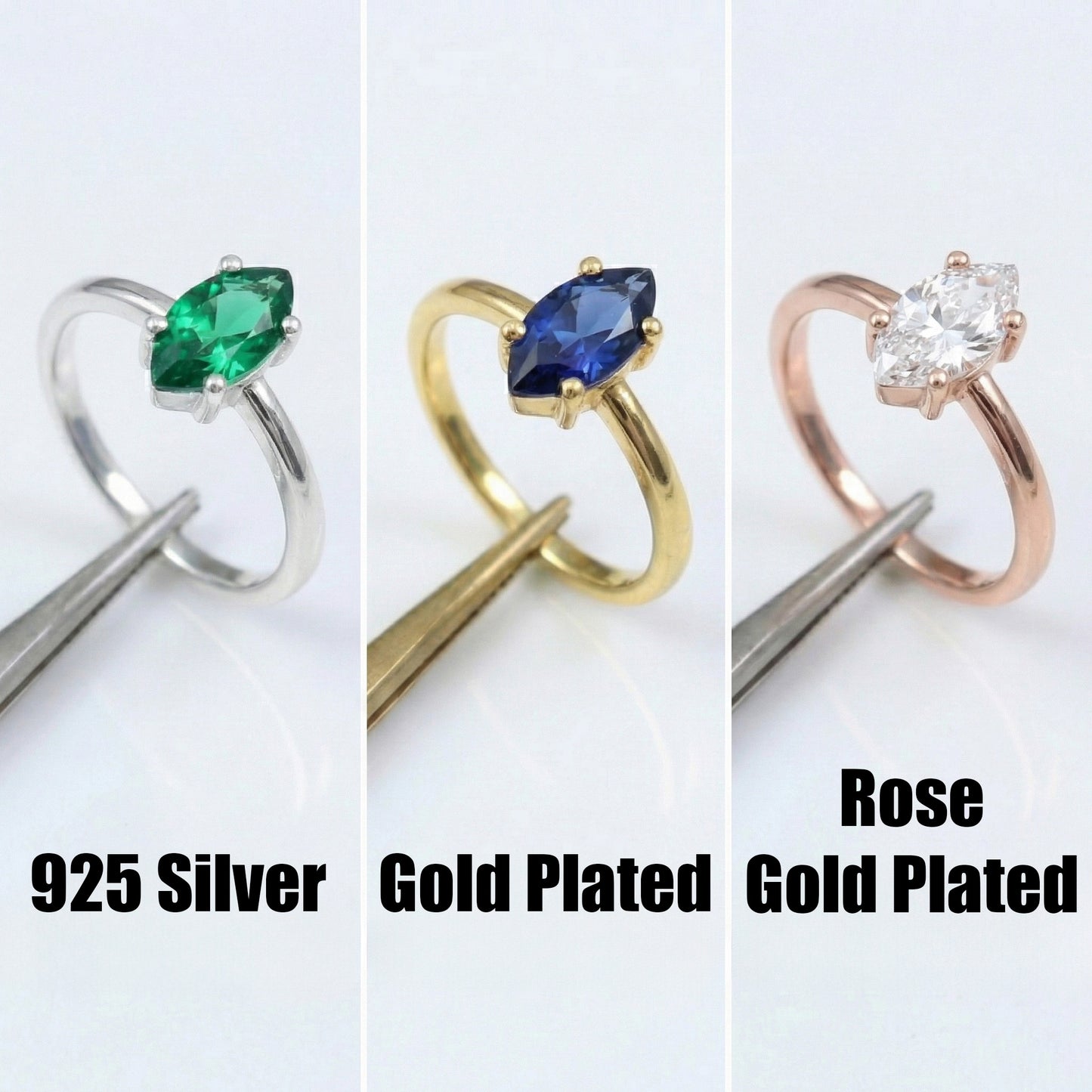 Markiz Taşlı Yüzük (Tüm Taş ve Maden Seçenekleri)