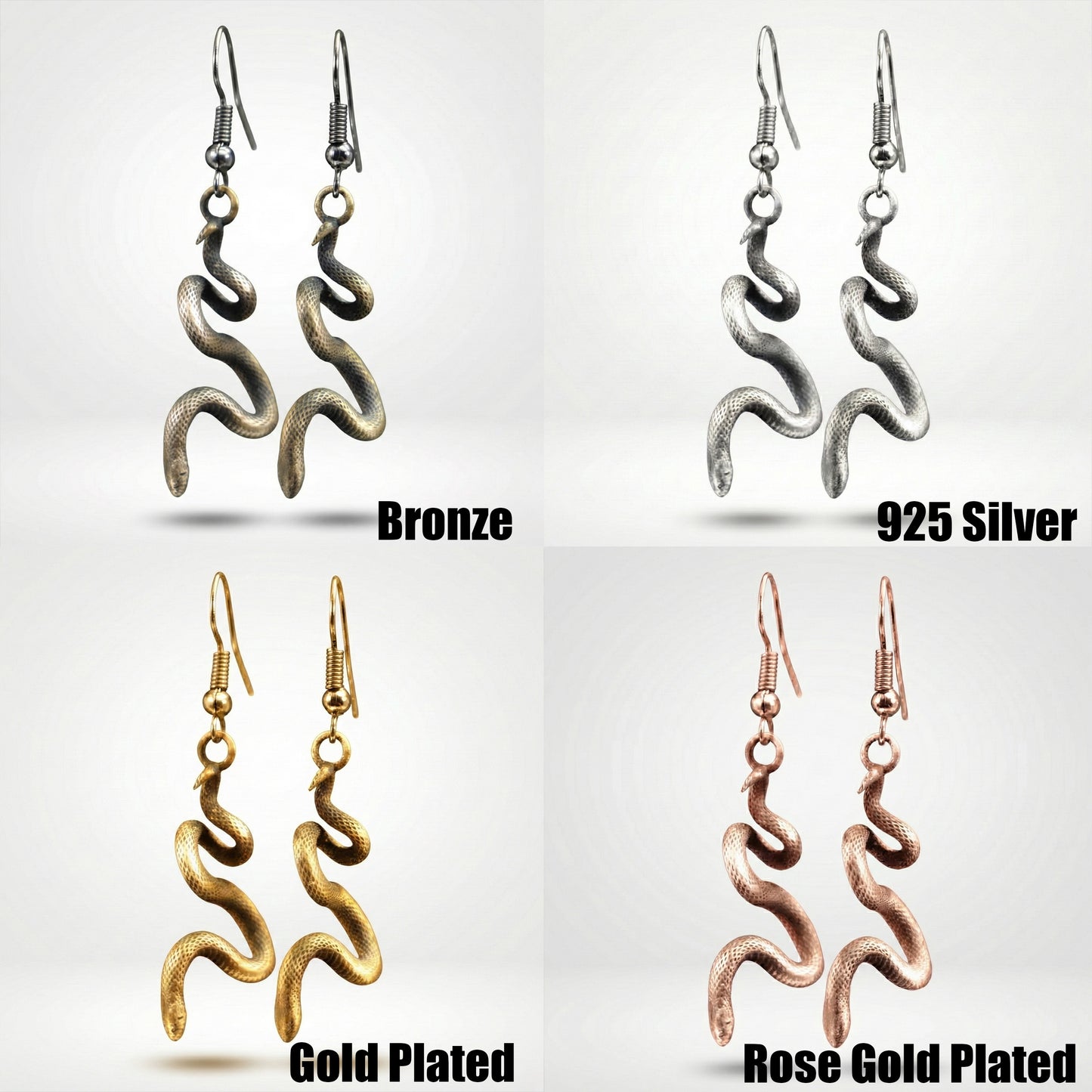 925 Silver Snake Earrings