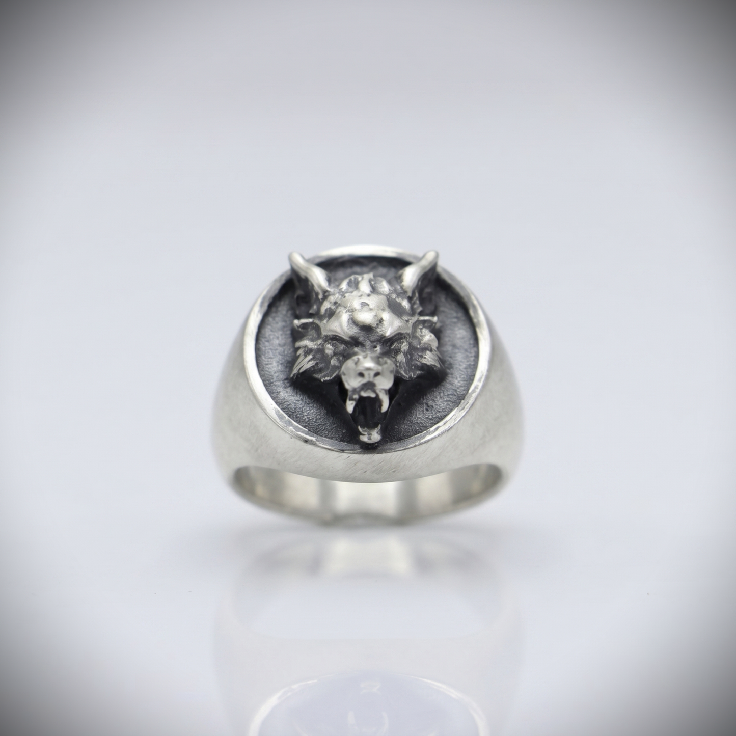 Wolf Aged 925 Silver Men's Ring