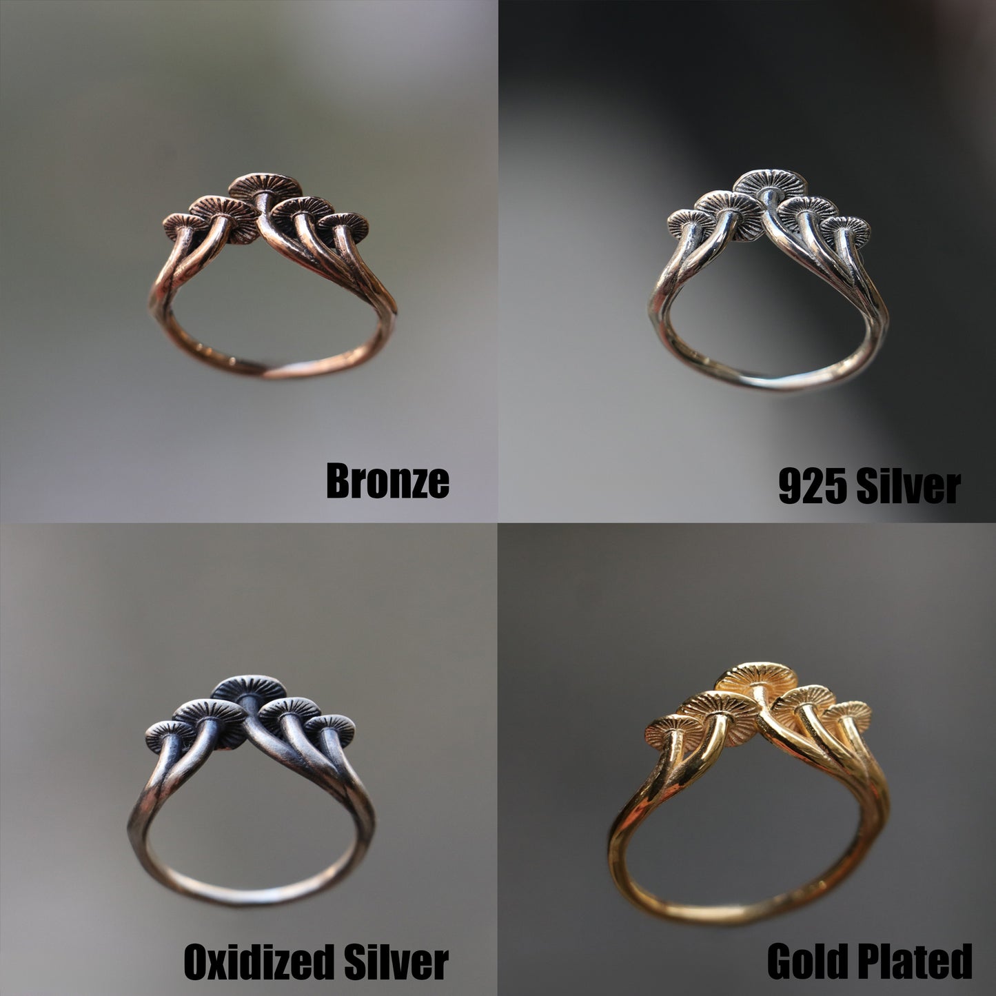 Mushroom 925 Matte Silver Ring