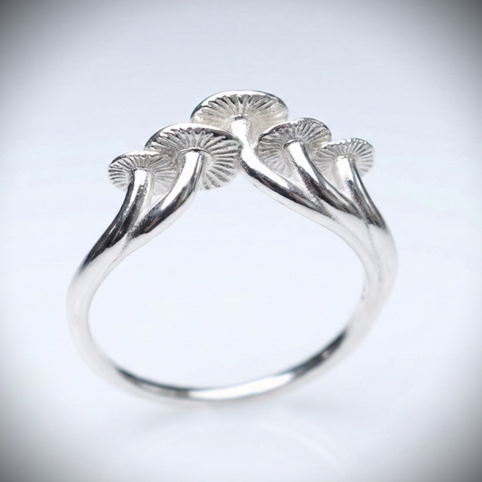 Mushroom 925 Matte Silver Ring