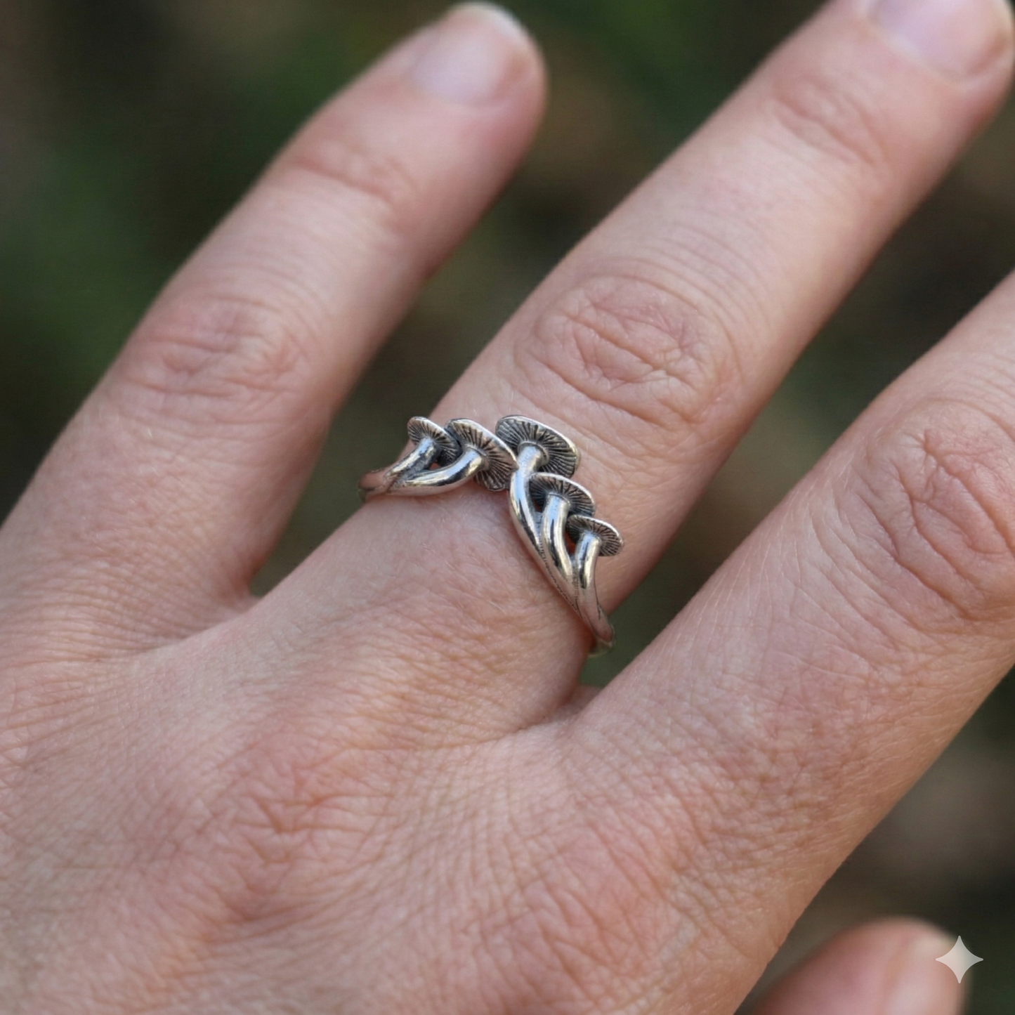 Mushroom 925 Matte Silver Ring