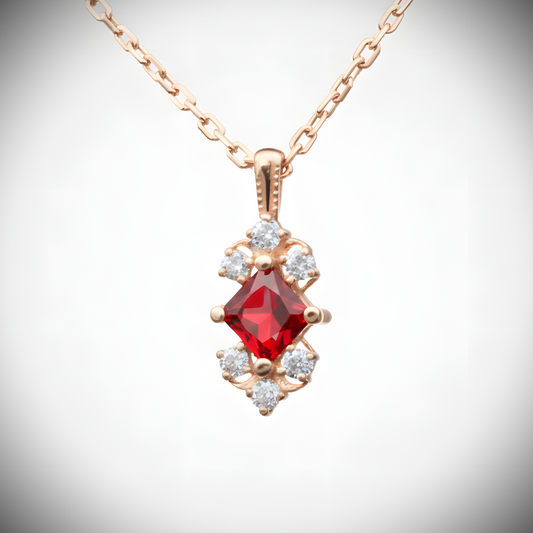 Lab. Sapphire and Moissanite 925 Silver Rose Gold Plated Necklace