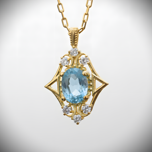 Emerald and Moissanite 925 Silver Gold Plated Necklace