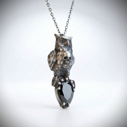 Baykuş ve Kurukafa Kolye (Tüm Maden ve Taş Seçenekleri)