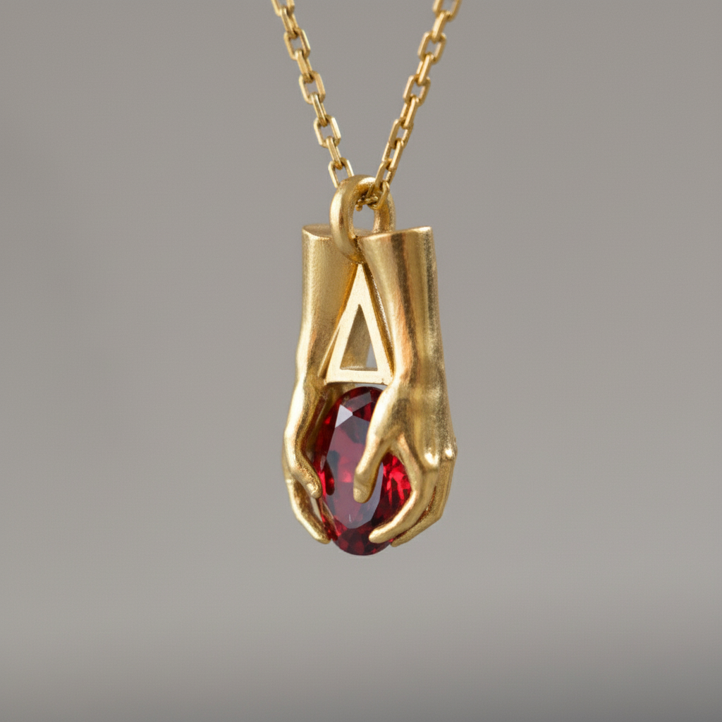 Mini Avuç Üçgen Oval Taşlı Kolye (Tüm Taşlar) 925 Gümüş