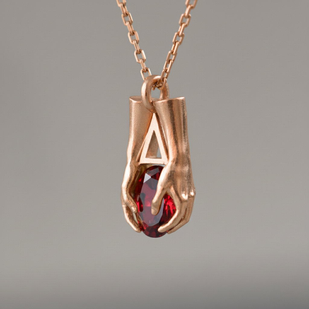 Mini Avuç Üçgen Oval Taşlı Kolye (Tüm Taşlar) 925 Gümüş