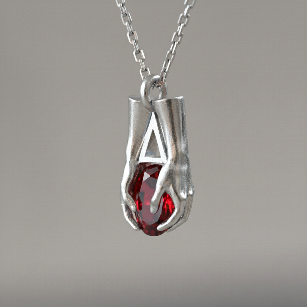 Mini Avuç Üçgen Oval Taşlı Kolye (Tüm Taşlar) 925 Gümüş