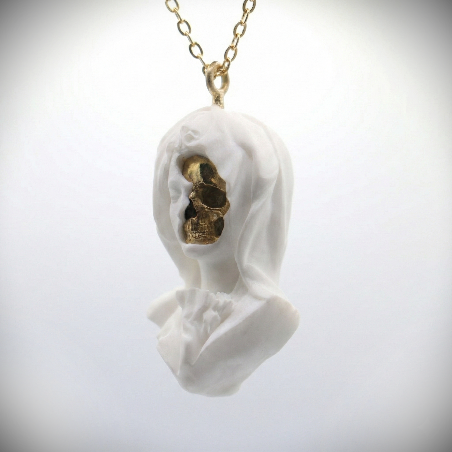 Marble Lion 925 Silver Gold Plated Necklace