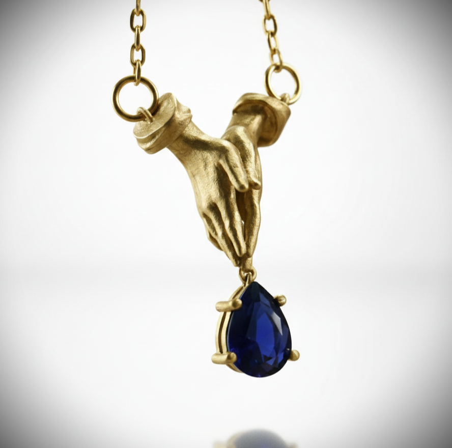 Pray Garnet Praying Hands Necklace