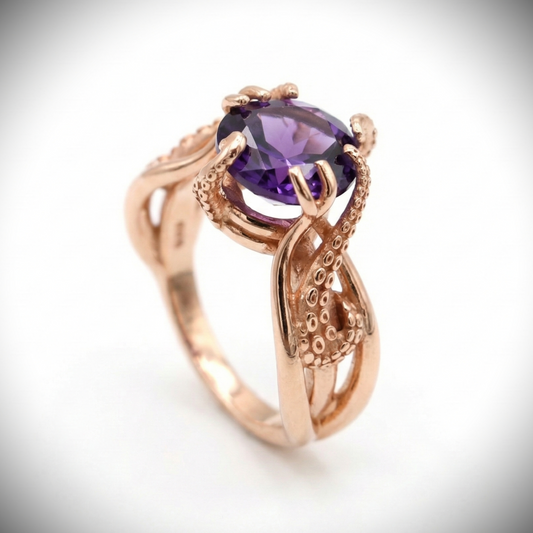 Ahtapot 925 Gümüş Yüzük (Tüm Taş ve Maden Seçenekleri)