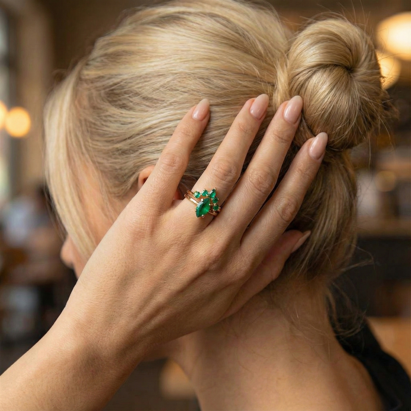 Garnet İkili Set 925 Gümüş Altın Kaplama Yüzük