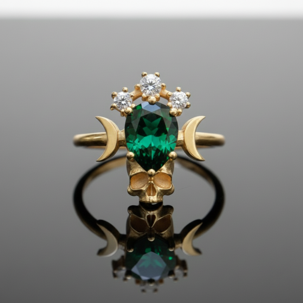 Moon Goddess Death Tanzanite 925 Silver Ring