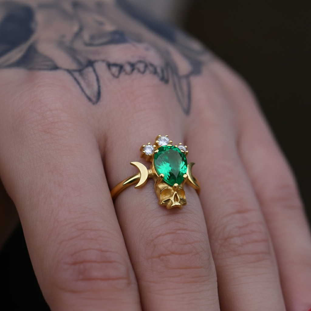 Moon Goddess Death Tanzanite 925 Silver Ring