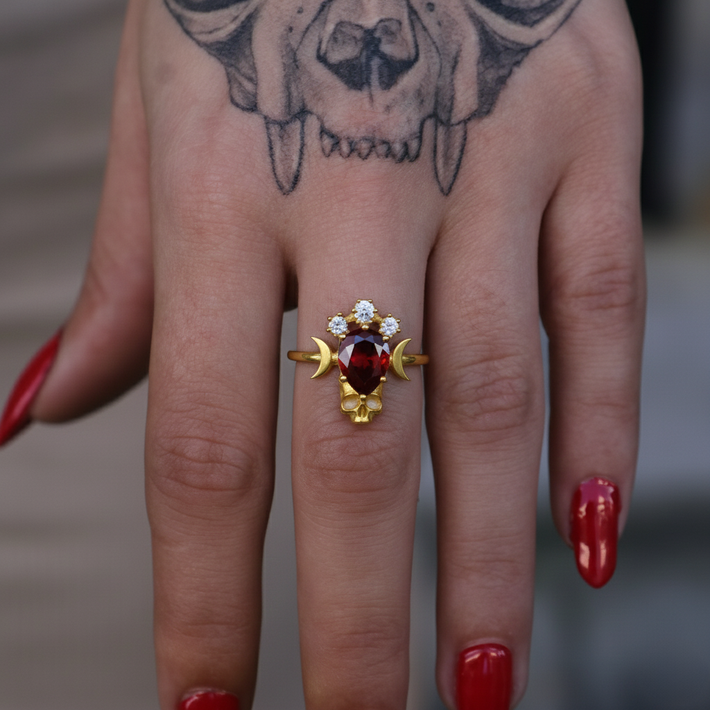 Moon Goddess Death Tanzanite 925 Silver Ring