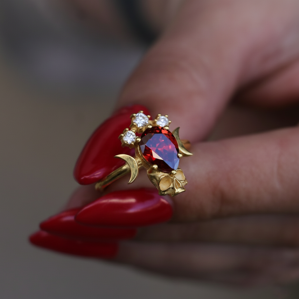 Moon Goddess Death Tanzanite 925 Silver Ring