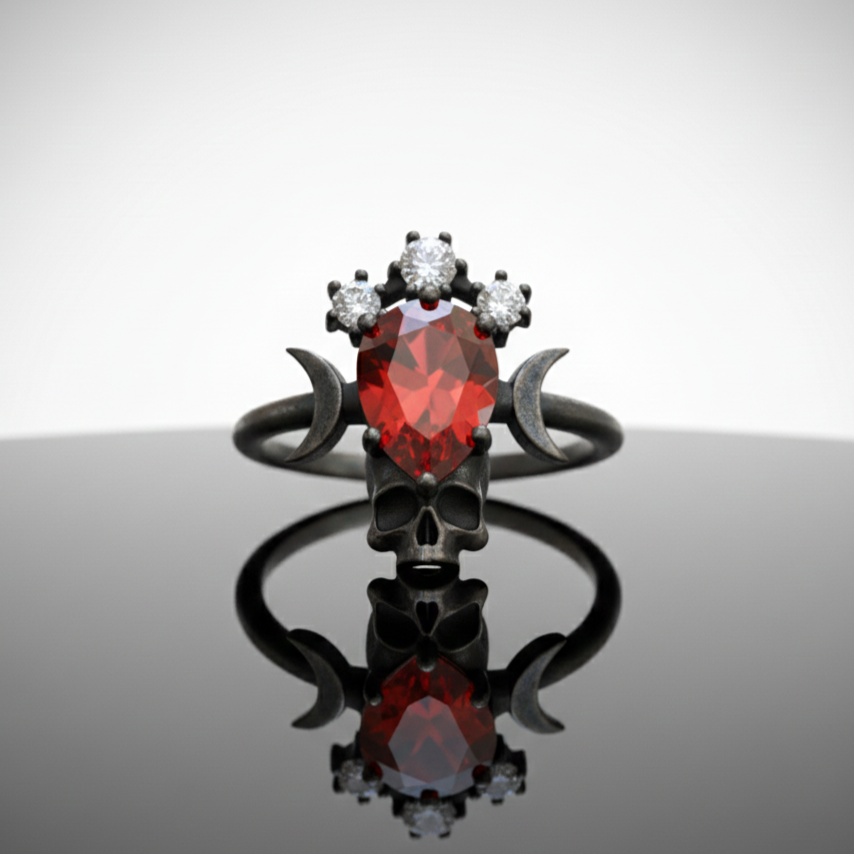 Moon Goddess Death Tanzanite 925 Silver Ring