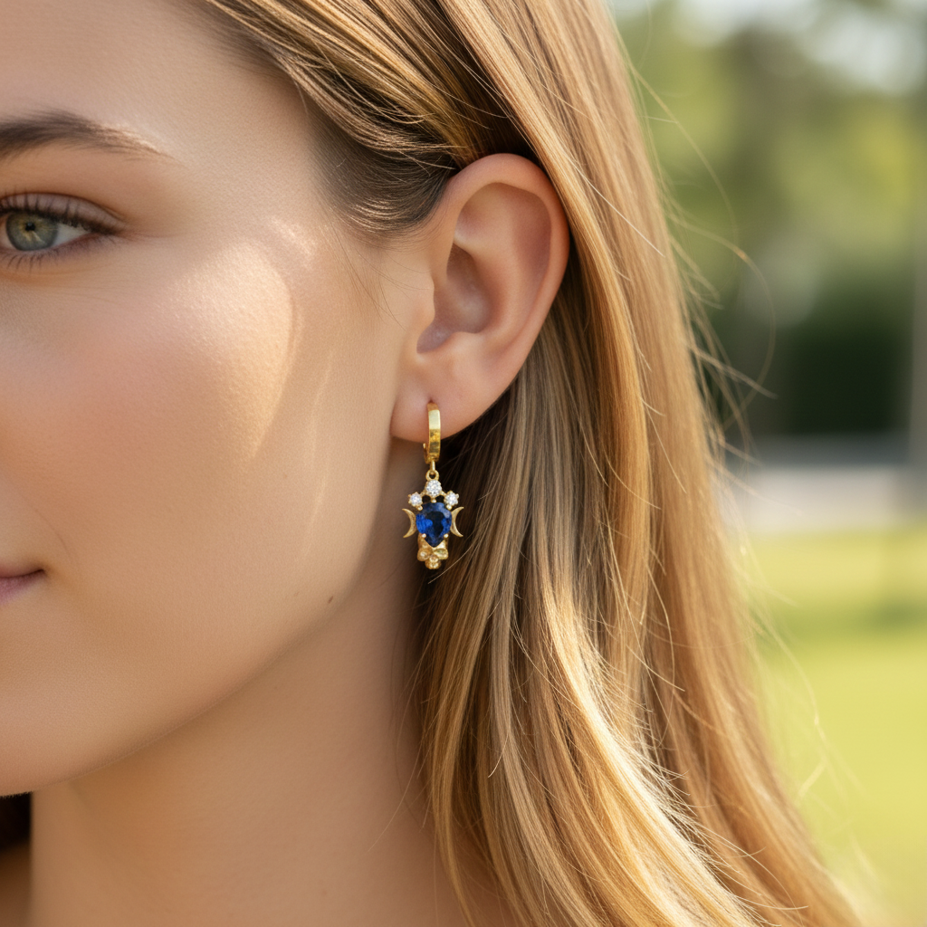 Skull and Moon Küpe (Tüm Taş ve Maden Seçenekleri)