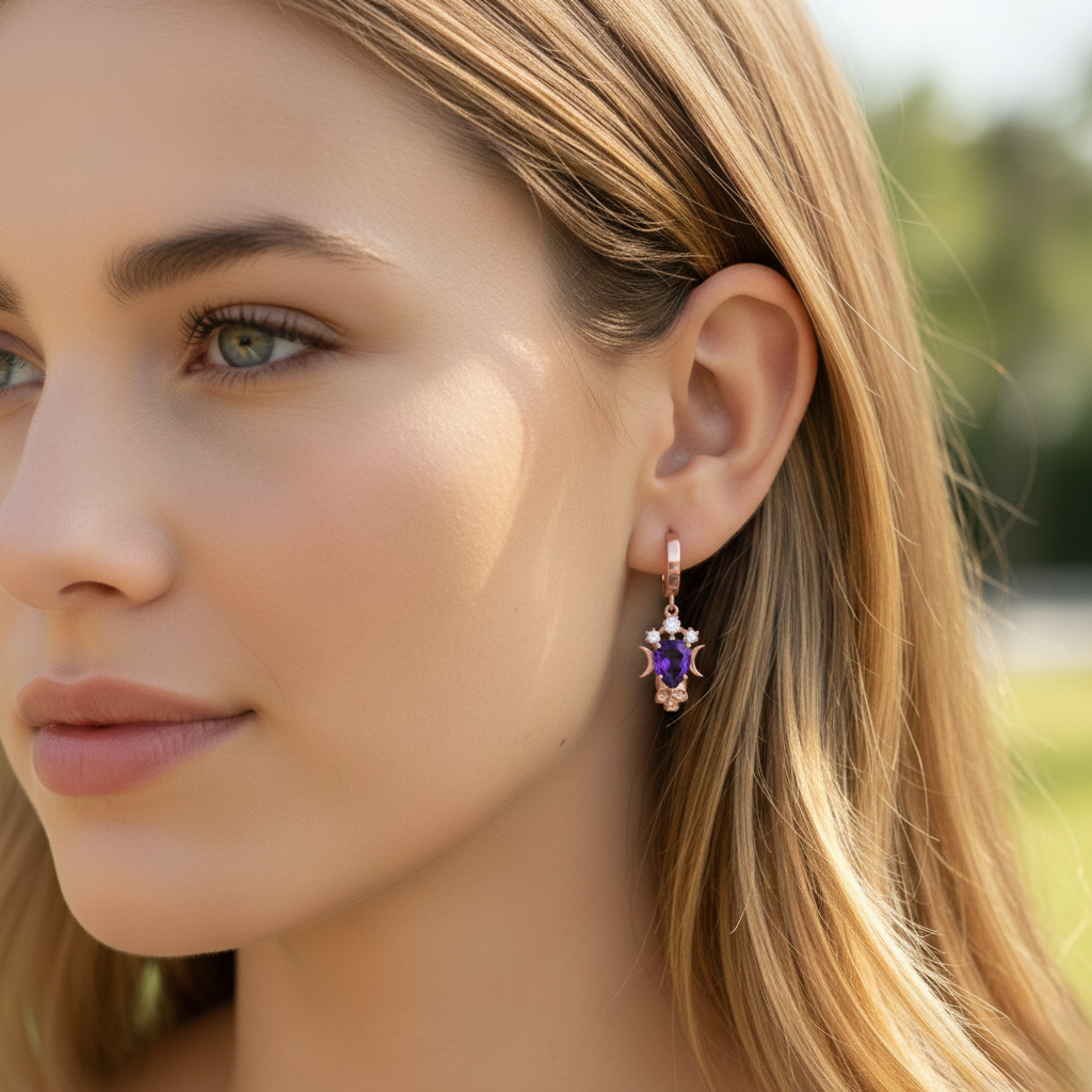 Skull and Moon Küpe (Tüm Taş ve Maden Seçenekleri)